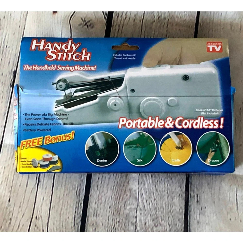 New Handy Stitch Portable Stitch on The Go Handheld Sewing Machine Battery Power